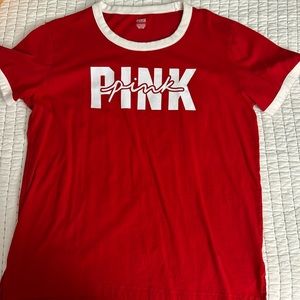 PINK Rex tshirt with white script logo
